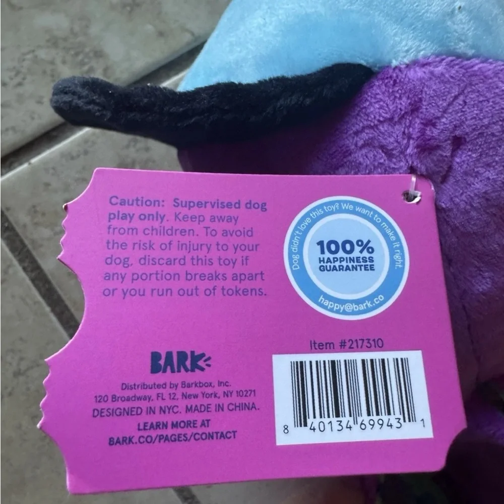 Bark Arcade Ollie‎ Plush Dog Toy Large BNWT New Crinkle Squeaker Whip-n-Flip